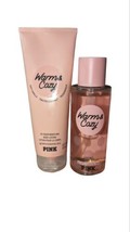 Victoria&#39;s Secret Pink Warm &amp; Cozy Body Mist &amp; Moisture Lotion Set 8 Fl Oz - £29.88 GBP