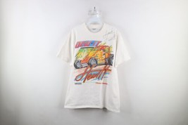 Vtg Mens Large Distressed Autographed Jack Hewitt Racing T-Shirt White C... - £35.57 GBP