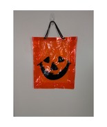 Vintage Halloween Trick Or Treat Bag Transparent Orange Pumpkin Face 16x... - $12.59