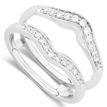 Solitaire Enhancer Round 0.40ct Moissanite Ring Guard Wrap 925 Silver Jacket - £59.91 GBP