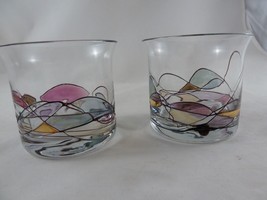 Partylite Romanian Mosaic stained glass small drinking glass 3.5&quot; set of two - £15.89 GBP