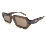 PRADA Sunglasses SPR A12 17O-60B Clear Brown Rectangular Frames Brown Le... - $228.86