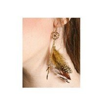 Disney Couture Pocahontas Natural FEATHERS/14KT Gp Feather Charms Earrings**Rare - £24.12 GBP