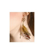 DISNEY COUTURE POCAHONTAS NATURAL FEATHERS/14KT GP FEATHER CHARMS EARRIN... - £23.59 GBP