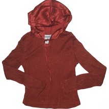 Vintage 90s Girls Red Holiday Long Sleeve Embellished Hoodie Top Blouse ... - $31.52