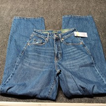 NWT Wild Fable Jeans Women 0 25 Reg Blue Highest Rige Baggy Pants - £14.52 GBP