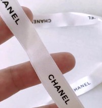 One Yard Of Chanel Classic white Ribbon w/Black Logo SOLD BY YARD 100% Authentic - $5.45