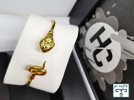 Shiny 24kt gold-tone bracelet, snake bracelet. Royal cobra bracelet, pla... - £26.64 GBP