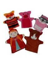 Lot of 5 Felt Hand Puppets Pig Red Riding Hood Dog Grandmother Cow 8.75&quot;... - $14.85