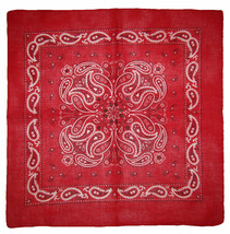 22&quot;x22&quot; Red Paisley Design #2 100% Cotton Bandana - £9.84 GBP