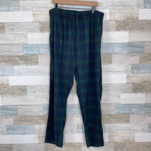 Nautica Sleepwear Flannel Drawstring Pajama Pants Green Blue Plaid Mens XL - £10.83 GBP