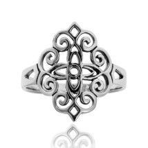 Vintage Beauty  Floral Filigree Lace Sterling Silver Ring-8 - £13.21 GBP