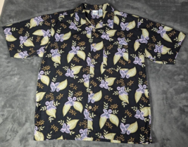 OP Sport Men&#39;s Hawaiian Black Flower Short Sleeve shirt Size XL - £12.59 GBP