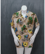 Vintage Hawaiian Shirt - Windsurfer and Yellow Flower Pattern - Men&#39;s Large - £44.17 GBP