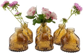 Hovico Glass Bud Vases Set Of 6,Mini Vintage Bottles,For Home Wedding Party - £24.77 GBP