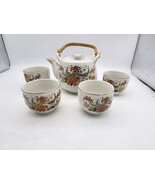 Sanford Tea Saki Set Teapot And 4 Cups Japan Peacock Flowers - $34.24 CAD