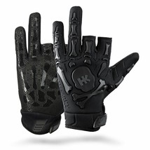 HK Army Paintball Full Half Fingerless Bones Gloves Protective Black - Medium M - $34.95