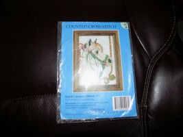 Candamar Designs Gold Carousel Horse 5026 5x7 Cross Stitch Kits Vtg NEW - £13.26 GBP