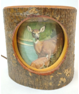 Real Wood Tree w/Bark Night Light 6&quot; Small Lamp w/John Clymer Deer Print... - €51,58 EUR