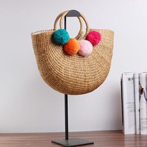new high quality tassel Rattan Bag beach bag straw totes bag bucket summer bags  - £57.94 GBP