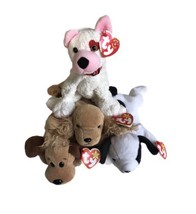 Ty Beanie Babies Set Of 4 Dogs (Spot, Bones, Cocker Spaniel, Cupid) - £10.98 GBP
