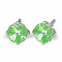 Ear Piercing Studs Earrings Silver 5mm Neon Green Rimmed CZ Stainless St... - £7.97 GBP