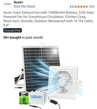 Solar Exhaust Fan with 12000mAH Battery, 22W Solar Powered Fan for Green... - $79.08