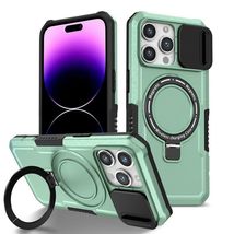 for iPhone 15 Pro Max (Color: Light Green) Ring Holder Hard Back Hard Si... - $844.69 MXN