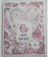 Stampin up! Handmade card Happy New Baby Flowers Pink Paisley Girl w/ en... - $10.46 CAD