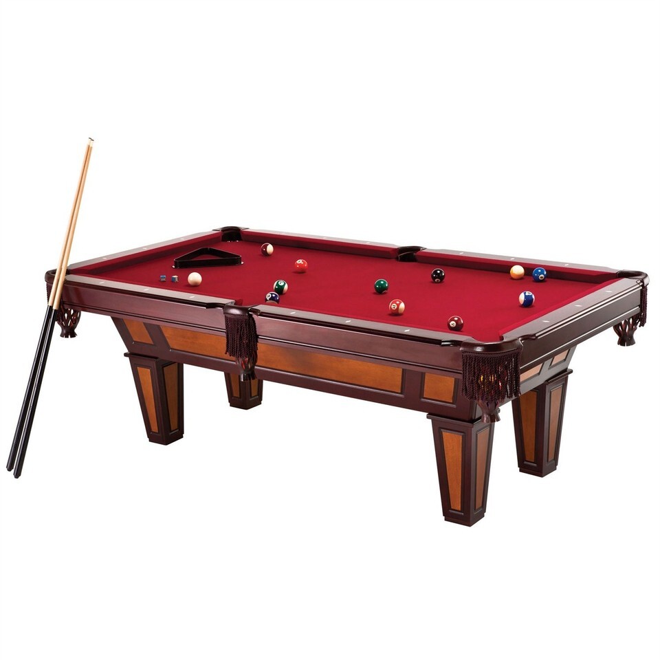7&#39; Pool Table Burgundy Wool Fringe Pockets Billiards - $1,801.80
