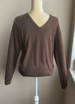 NWT Roberto Cavalli BROWN V-Neck Wool/Cashmere Pullover Sweater Sz M Logo - £70.77 GBP