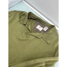 Viyella Men Polo Shirt Long Sleeve Wool Cotton Blend Green Large L - £23.17 GBP