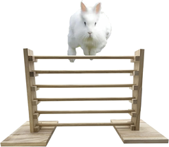 Rabbit Jump Bar Natural Wood Activity Toys Set Training Hurdles Exercise Adjusta - £22.32 GBP