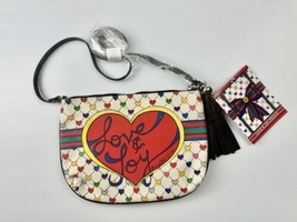 Brighton Love and Joy Pouch Crossbody Canvas Hearts Harlequin New Retail... - $28.49
