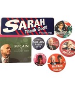 Lot Of 8 John McCain and McCain/Palin Poltical Pin Buttons &amp; Stickers Pr... - $321.19 MXN
