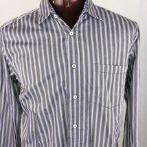 Bugatchi Uomo Mens XL Flip Cuff Collar Purple Striped Button Down Shirt - £20.17 GBP