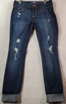 Hollister Jeans Women Size 25x30 Blue Denim Cotton Distressed Flat Front Pockets - £12.01 GBP
