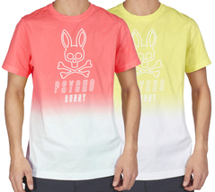 Men&#39;s Psycho Bunny Short Sleeve Two Tone Fairbanks Graphic Tee Logo T-Shirt - $29.95