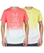 Men&#39;s Psycho Bunny Short Sleeve Two Tone Fairbanks Graphic Tee Logo T-Shirt - £19.91 GBP