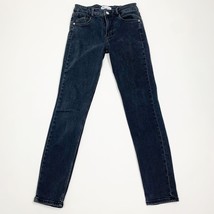 Zara Womens Jeans Black US Size 4 Skinny Denim Dark Wash Button Zip - $14.21