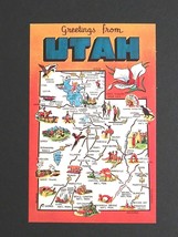 Utah State Map Large Letter Greetings Dexter Press c1960s Vtg UNP Postcard (b) - £3.93 GBP