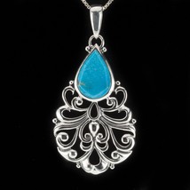 Étonnant Turquoise Argent Sterling Pendentif 64 MM Long - $177.90 CAD