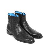 Handmade ankle boots black leather crocodile impression dress men zipper... - £141.63 GBP+