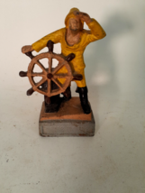 Mid Century Cast Iron Doorstop, Gloucester Fisherman at the Wheel - £36.34 GBP