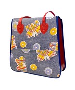 Vintage Crafters Tote Bag Handles Denim Look Butterflies Flowers Crochet... - $645.85 MXN