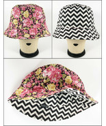 FLIPSIDE HATS Reversible Women’s Bucket Hat NWOT Floral and Black White ... - £27.68 GBP