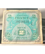 Two WW2 French 2 Franc 1944 (Allied  Currency) France Banknote WWII Note - $33.83 CAD