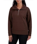 Kirkland Signature Womens Sweatshirt Brown 1/2 Zip Kangaroo Pocket Stret... - $736.47 MXN