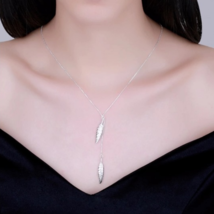 Exquisite Sterling Silver Plated Double Adjustable Feather Necklace - £9.57 GBP