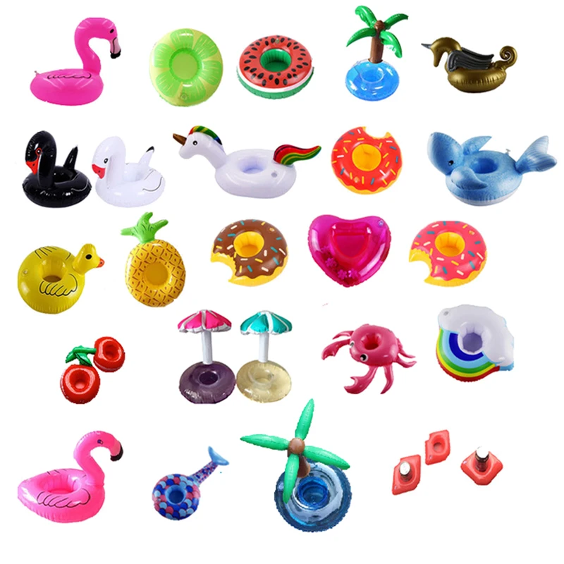 10pcs Mini Cute fanny toys Red Flamingo Floating Inflatable Drink Cup Holder - £15.31 GBP